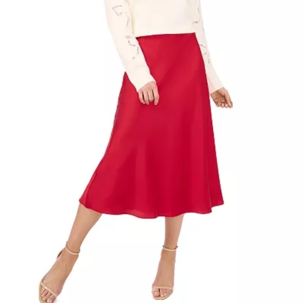 CeCe
Women's A-line Side-Zip Satin Midi Skirt